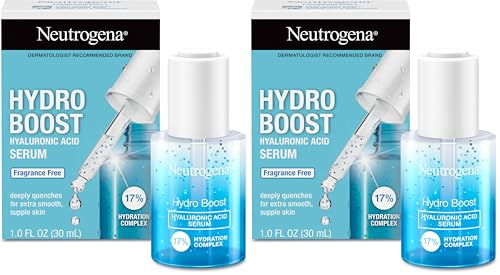 Kenvue Neutrogena Hydro Boost Hyaluronic Acid Serum for Face & Neck,Lightweight Daily Hydrating Serum with Hyaluronic Acid for Dry Skin,Oil-Free,Non-Comedogenic,Fragrance-Free,1 fl. oz,(Pack of 2)