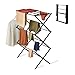 Straame 3-Tier Expandable Clothes Airer Indoor Outdoor – Slimline Drying Rack (Expanded:71×37×103 cm, Folded: 51×43×9 cm), 10 kg Capacity, Rust-Resistant, Non-Slip Feet, Heavy-Duty Design (Black)