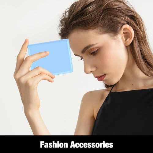 Image of Rouidr Womens Wallet, RFID Small Slim Wallet for Women, Cute Bifold Leather Pocket Credit Card Holder Ladies Mini Purse with Zipper Coin Pocket & ID Window, Blue