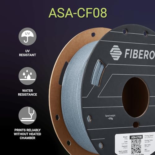 Image of Polymaker Fiberon ASA-CF08 Light Grey Carbon Fiber 3D Printing Filament 1.75mm 0.5KG, UV & Weather Resistant, High Rigidity, Heat Resistant, Easy to Print, Functional Parts & Prototypes