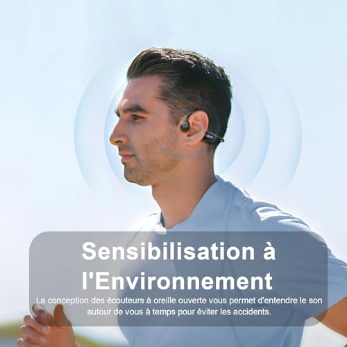 Casque conduction osseuse Bluetooth 5.3 écouteur d'oreille libre étanche IPX5
