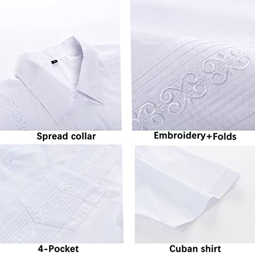 MAXJON Men's Guayabera Shirts for Mens Cuban Shirts Short Sleeve Shirt4