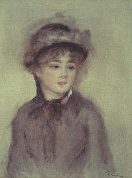 Affiche Toile Jeune femme au chapeau Renoir pour salon élégant
