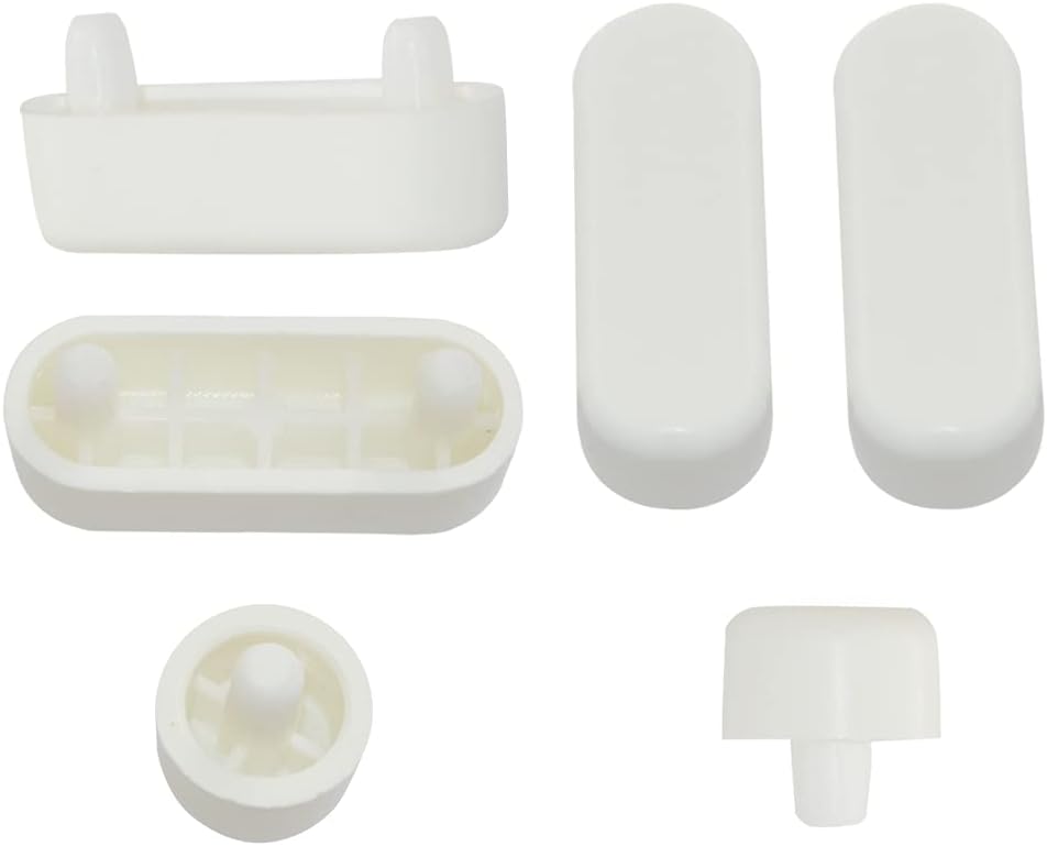 6 Pieces Wood Toilet Seat Buffers Bumper Set in White Round & Long 32mm Cushion Stopper