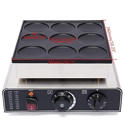 czyuRachel Holländischer Pfannkuchen-Waffeleisen, 900w 50~300℃ Pancake Maker Mini Pfannkuchen Automat, Mit Antihaftbeschichtung Und Mit 0~5min Timer – Bild 4