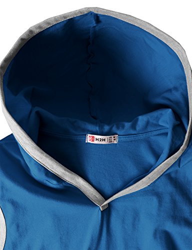 H2H Mens Fashion Fitted Sleeveless Lightweight Tank Tops with Hoodie Blue US M/Asia L (CMTTK015)