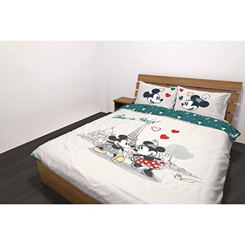 Disney - Beddengoed 220 x 240 cm, Mickey & Minnie – Love in Paris + 2 kussenslopen 63 x 63 cm, 100% katoen, 54 draden… - Image 3