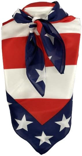 Yellowstone Freedom Stripes 35" Cowboy Wild Rag 100% Silk Scarf Bandana Stripes USA Wyoming
