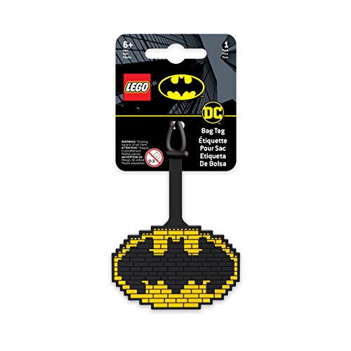 Lego DC Silicone Bag Tag - Bat Symbol (52815), Luggage Tag for Travel, Suitcase, Backpack, Summer Beach Bag