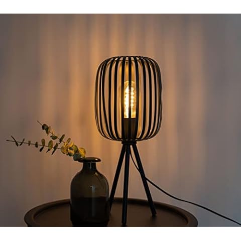 EGLO Tischlampe Romazzina, Stativ Nachttischlampe, Dreibein Tischleuchte aus Metall in Schwarz, Deko Schlafzimmer, Wohnzimmer Tisch Lampe Cover