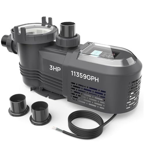 Aquastrong Variable Speed Pool Pump In/Above Pool Pump Energy Efficient High Flow Powerful Self Primming Swimming Pool Pumps with Filter Basket,Matta Black