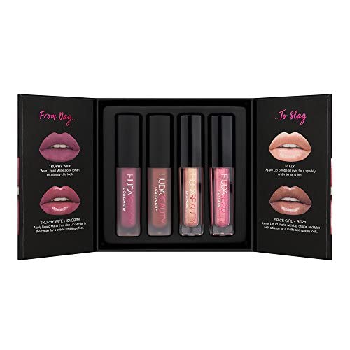 Novo conjunto de batom e estroboscópio fosco Huda Beauty – Trophy Wife, Spice Girl, Ritzy, Snobby