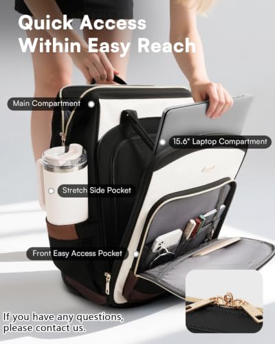 Rolling Backpack for Women Beige Brown