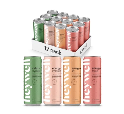 Heywell Sparkling Adaptogenic Water, Variety Pack 12 Fluid Ounce ...