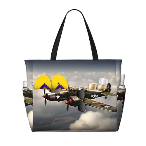 Sac à bandoulière imperméable avion guerre mondiale, grand cabas étanche de voyage