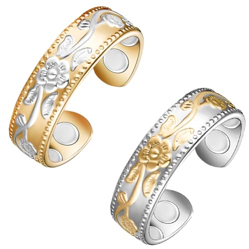 Bague magnétique en cuivre véritable idée cadeau bien-être duo ajustable