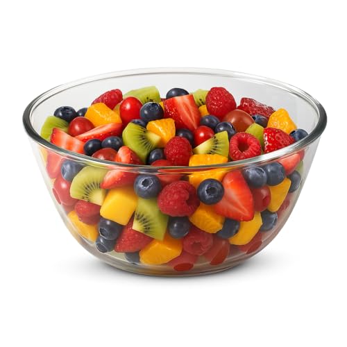 Image of BERGNER Ambiento Borosilicate Glass 2.7 L Salad Bowl, Microwave and Oven Safe Glass Bowl, All-Purpose Mixing Bowl, Heat Resistant Glass, Non-Toxic, Healthy, Food Grade, Freezer Safe - Dishwasher Safe