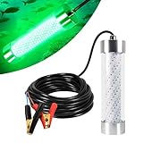 HUSUKU FS1-1 LED Underwater Fishing Light - 11Inch DC12V 417LED 30000lm 300W Green Night Fishing Finder, Fish Attractor Accessories, IP68 Submersible Lamp for Crappie, Snook, Squid, Shrimp, 33ft Wire