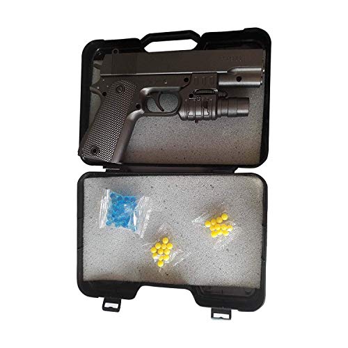Image of HALO NATION 2in1 Police Pistol BB Bullet Gun Toy - Air Pistol Suitcase Mouser Gun with 6mm Bullets & Water Jelly Bullets - with Laser Target for Kids Glock Mouser Revolver Toy Gun - Black
