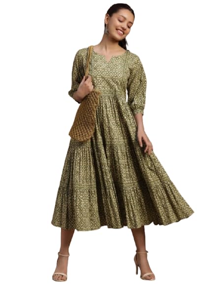 Libas Women's Cotton A Line Midi Dress