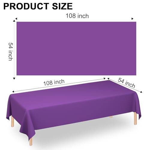 Image of WNINK 4 Pack Purple Tablecloths Disposable Table Covers 54 inch x 108 inch Table Cloths for BBQ Birthday Picnic Bridal Shower Engagement Wedding Plastic Table Cloths for Parties