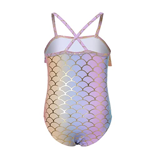 Phineein Girls One-Piece Swimwear Tropical Fruit Heart Print Ruffle Bathing Suit (Mermaids Unicorn) (5Y) #TOP1