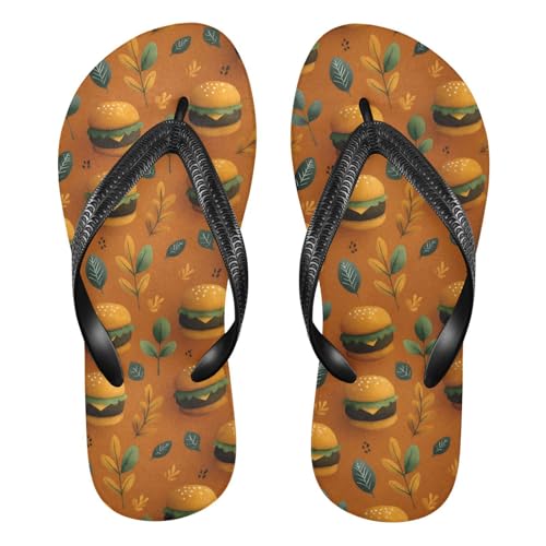 Flip Flop Sandals Cartoon Hamburger Print for Women Men Beach Outdoor XS