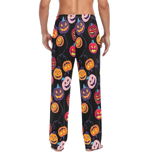 Funny Halloween Pumpkins Black Men's Pajama Bottoms Cotton Pj Pants Comfy Pajama Pants with Pockets3