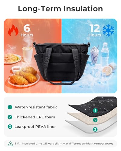 BAGSMART Lightweight Quilted Insulated Tote