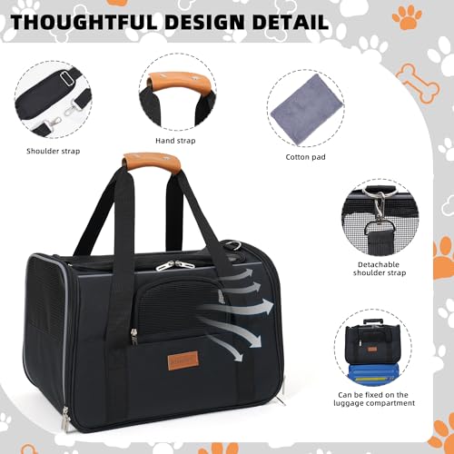 Cat Carrier, Dog Carrier, Cat Bag Carrier, Cat Travel Carrier, Soft-Sided and Scratch-Proof mesh Cat Bag Pet Carriers, Travel Puppy Carry, Pet Home(Black) - Image 6