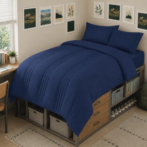 CozyLux Twin XL Comforter Set Navy Blue - 5 Pieces Complete Bedding Set by CozyLux - Used condition - US$32.01