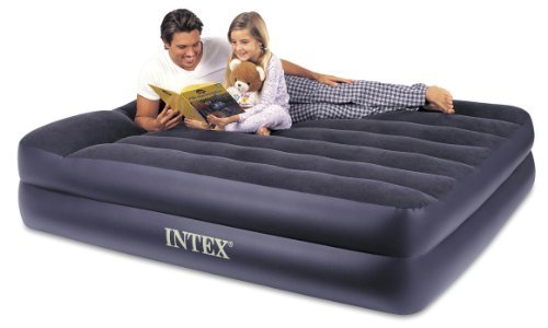 Intex Pillow Rest Raised Airbed with Built-in Pillow and Electric Pump, Queen Bed Height 16.5