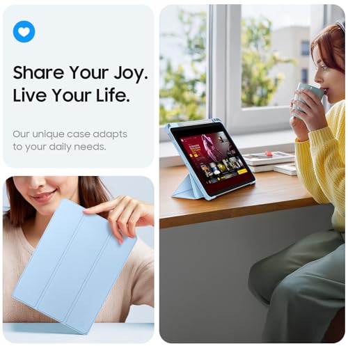 Fintie Hybrid Slim Case for iPad Air 11-inch M4/M3/M2 (2026/2025/2024), iPad Air 5th/4th Generation (2022/2020) 10.9 Inch - Shockproof Cover with Clear Back Shell & Pencil Holder, Sky Blue by FINTIE - Image 5