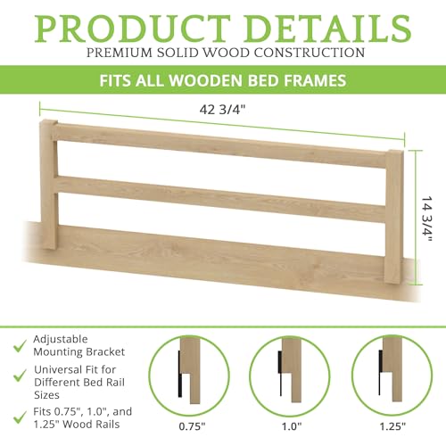 Image of CC KITS Safety Guard Rail for Baby, Kids, and Children - Solid Wood Safety Bed Rail for Toddlers - Easy Installation - Premium Protection for Bunk, Twin, Full, Queen and King Size Beds - (Unfinished)
