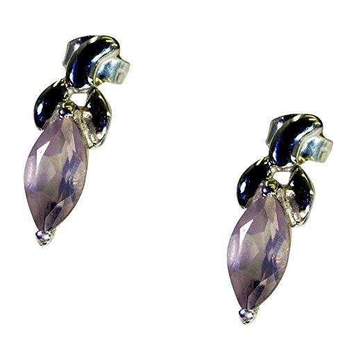Boucles d'oreilles quartz rose véritable femme fermoir papillon argent fait main