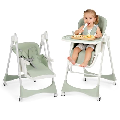 3-in-1 Baby High Chair with Soothing Rocker | Convertible Baby High Chair for babies and Toddlers | Brake Wheels, Easy Clean, Space Saving |...