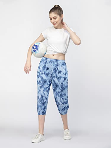 Image of UZARUS Women's Animal Print Tie-Dye Strechable Capri 3 /4th Shorts