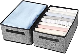 Clothes Drawer Organisers 2 Pcs, Wiseten Foldable Sturdy Fabric Wardrobe Organiser Drawer Dividers Clothes Storage with Handle, Washable Jeans Storage Box for Shirts, Jeans, Underwears, Skirts