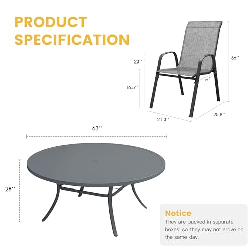 Image of VICLLAX Patio Dining Set for 10, Round Table & Stackable Chairs