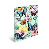 HERMA Sammelmappe A3 Schmetterling, Kinder Eckspanner-Mappe aus Pappe mit Blumen Motiv, Gummizug, Innenklappen und Innendruck für Jungen und Mädchen