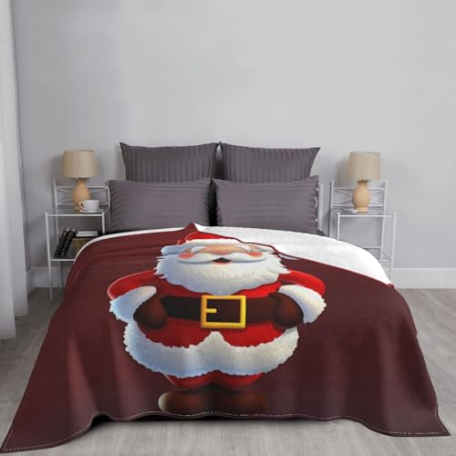 Couverture en micro polaire Père Noël 152x203 cm plaid doux lit et canapé - 5