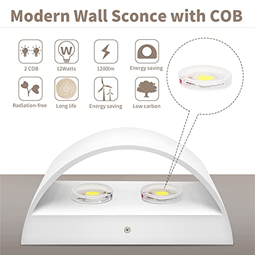 Lightess Indoor Led Wall Lamp 12W Dimmable Up Down Wall Light For Living Room Bedroom Hallway Staircase Cool White #TOP4