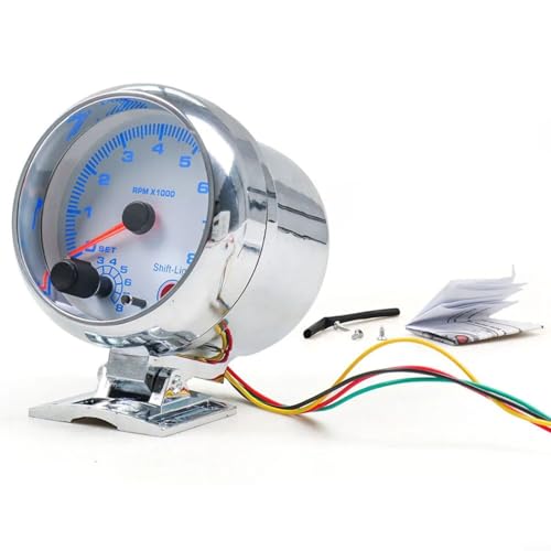 Compte-tours Voiture Universel URPIZY | 3.75" 0-8000 Tr/min, Rétroéclairage Bleu, 12V