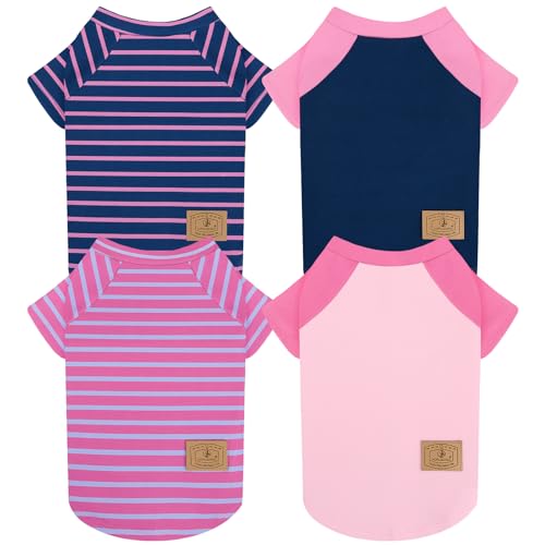 Image of 4 Pack Dog Sweaters Comfy Dog Clothes with Sleeves Puppy Shirts Pullover Pet Sweatshirt for Small Medium Large Dogs Boy Girl Doggy Outfits Cat Apparel, Purple, M