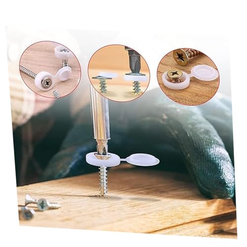 RXKFIGX 200 PCS Plastic White Screw Caps Screw Cover Caps Folding Screw Cover Plastic Screw Caps Snap Caps Washer Covers Flip Tops for Covering Screw Protection Screws Cabinets Furniture Shelf - Image 3