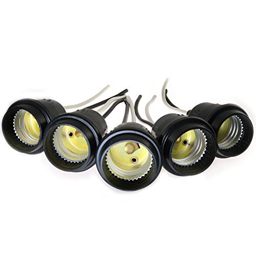 Bllndx Lamps Base 5Pcs Waterproof Black Pigtail Lamp Socket 250V 6A #TOP4