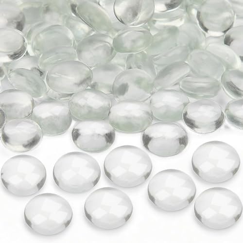 VorentXia 200 Pièces Billes Plates Verre Transparent Galets Decoratif Cristaux Décoratifs 900g Plan de Décoration Pierres de Verre Aquarium Aménagement Paysager...