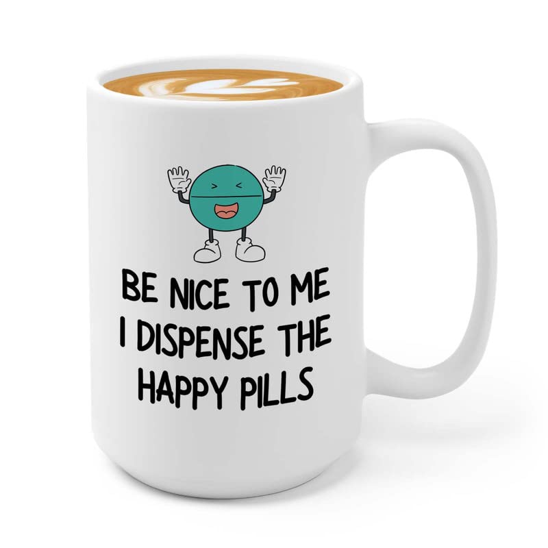Flairy Land Pharmacist Coffee Mug 15oz White - Be Nice To Me A - Nurse Doctor Chemist Pharmacy Technician Patient Practicioner Laboratory Research Technologist