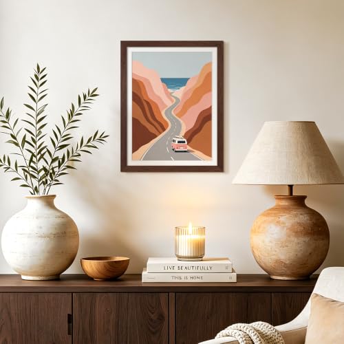 Image of upsimples 10x13 Picture Frames, Display Pictures 9x12 with Mat or 10 x 13 Without, Wall Hanging Photo Frame, Brown, 1 Pack
