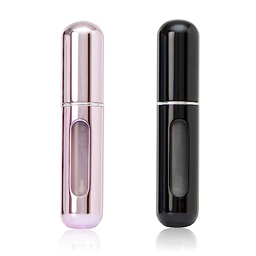 eyxformula Portable Mini Refillable Perfume Atomizer Bottle, Travel Size Spray Bottles Scent Pump Case, Pocket Perfume Sprayer For Traveling & Outgoing(5ml, 2 Pack Random Color)